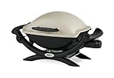 Weber Q1000 Gasgrill, 43 x 32cm Grillfäche, portabler BBQ Grill, 1 Brenner, 2-geteilter porzellanemaillierter Guss-Grillrost, Aluminiumguss Deckel & Gehäuse - Titanium (50060079)